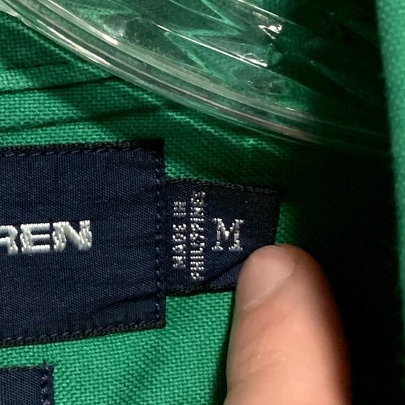 RALPH LAUREN GOLF Shirt M Tilden Button Down Solid Green 100% Cotton - Picture 9 of 16